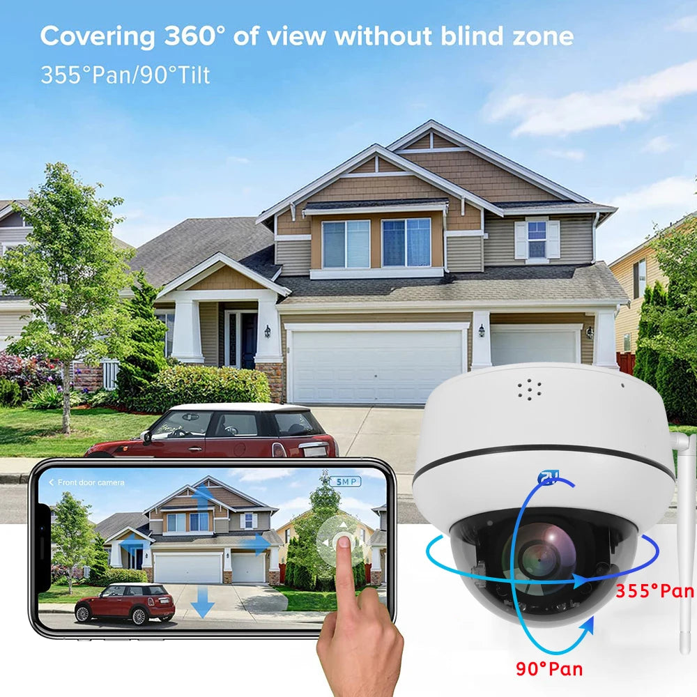 4K 8MP Wifi Dome PTZ Camera Outdoor Humanoid Tracking IP Camera Indoor 2-way Audio Wireless Home Security Surveillance Cameras