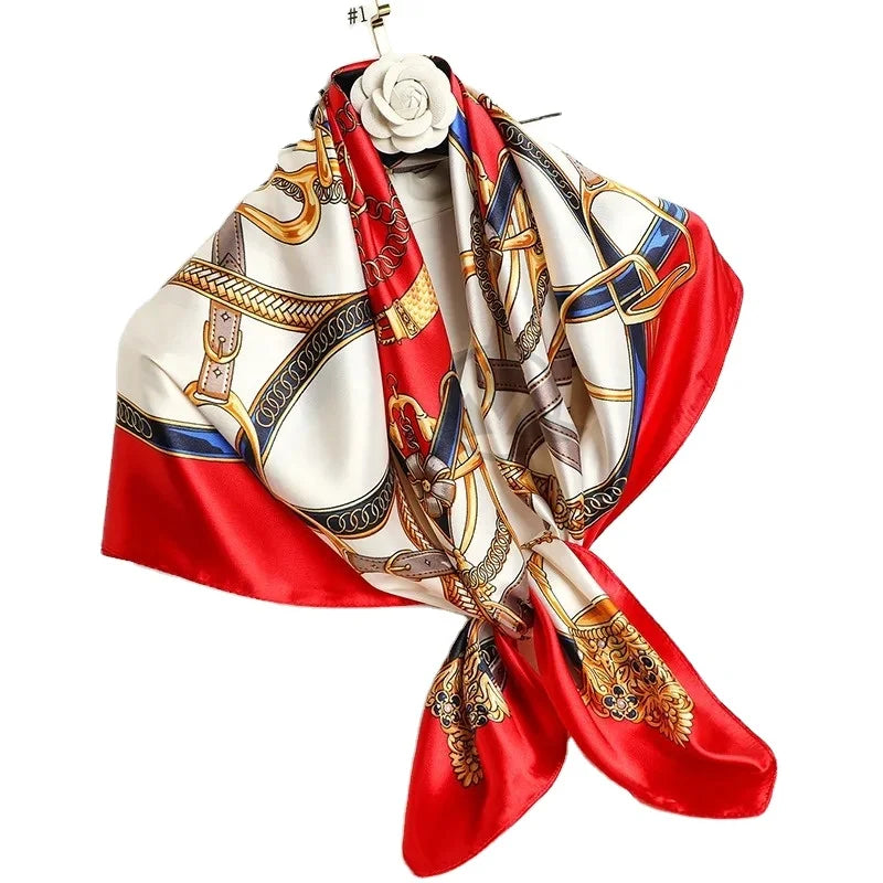 Premium Customized Print Square Silk Scarf Women Ethnic Style Spring Floral Pattern Lightweight Soft Touch 100% Silk