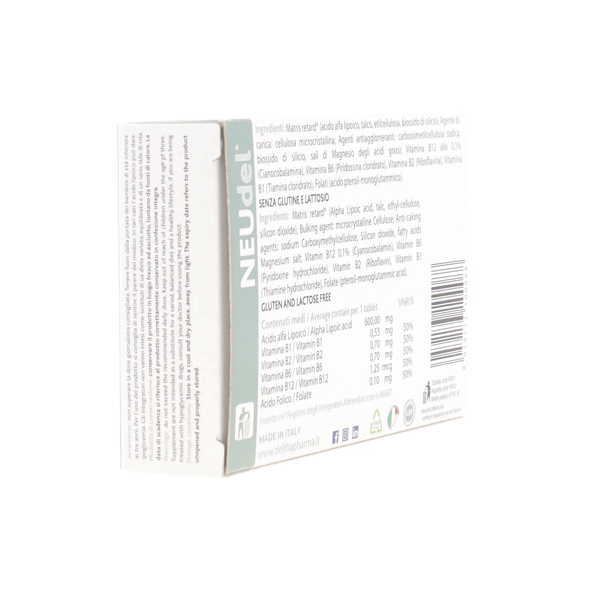 Deltha Pharma NEUdel®20 Tablets dietary supplement Alpha Lipoic Acid and B Vitamins