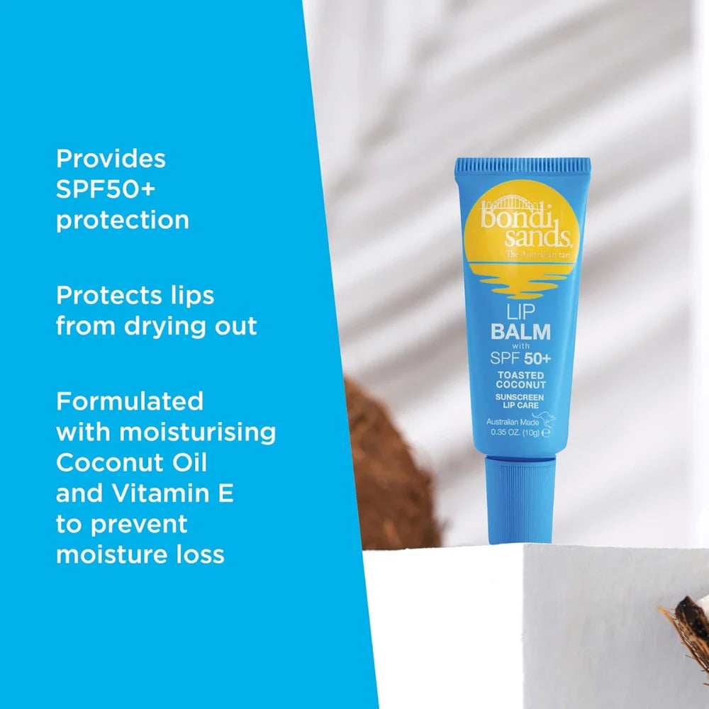 Bondi Sands SPF 50 Lip Balm 3-Pack - Moisturizing Lip Treatment Lip Care Tidesmit