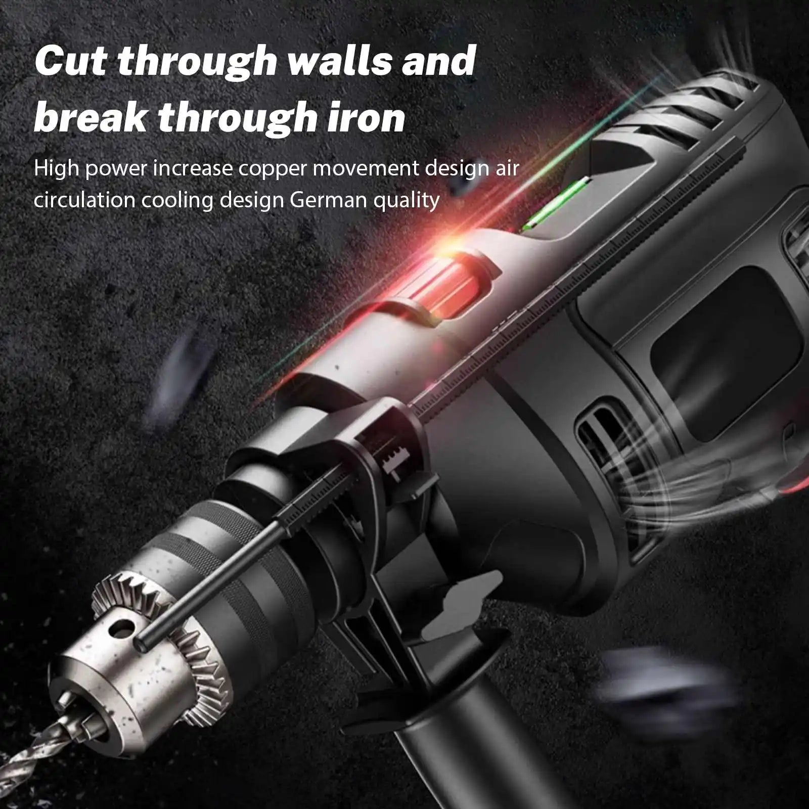 780W Electric Hammer Drill 13mm Variable Speed Corded Impact Drill, Dual Mode Drill Driver for Concrete, Wood, Steel with Auxiliary Handle Hole Drilling Power DIY Tools