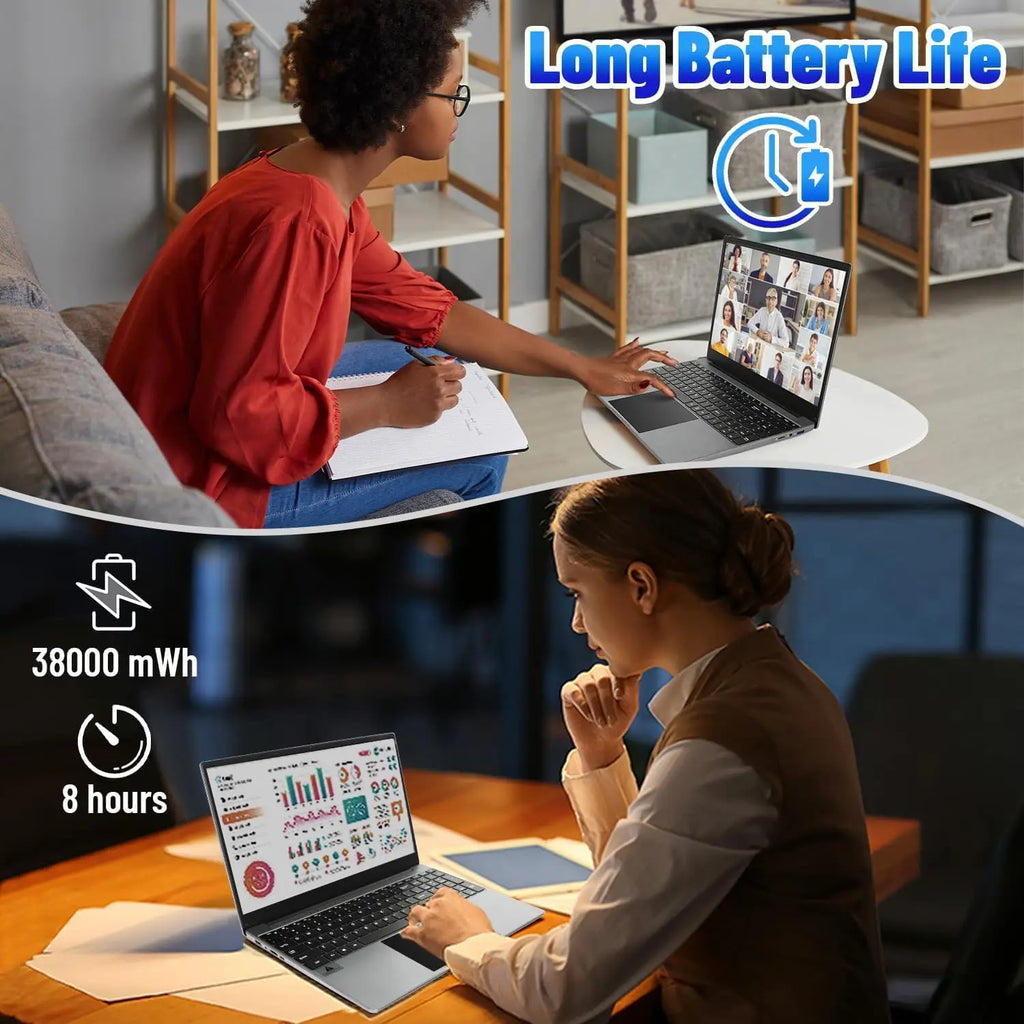 AEEZO 15.6 Inch Laptop Windows 11 Notebook 16G RAM 512GB SSD Quad-Core Intel Celeron N5095 Processors FHD IPS 1920x1080 Display
