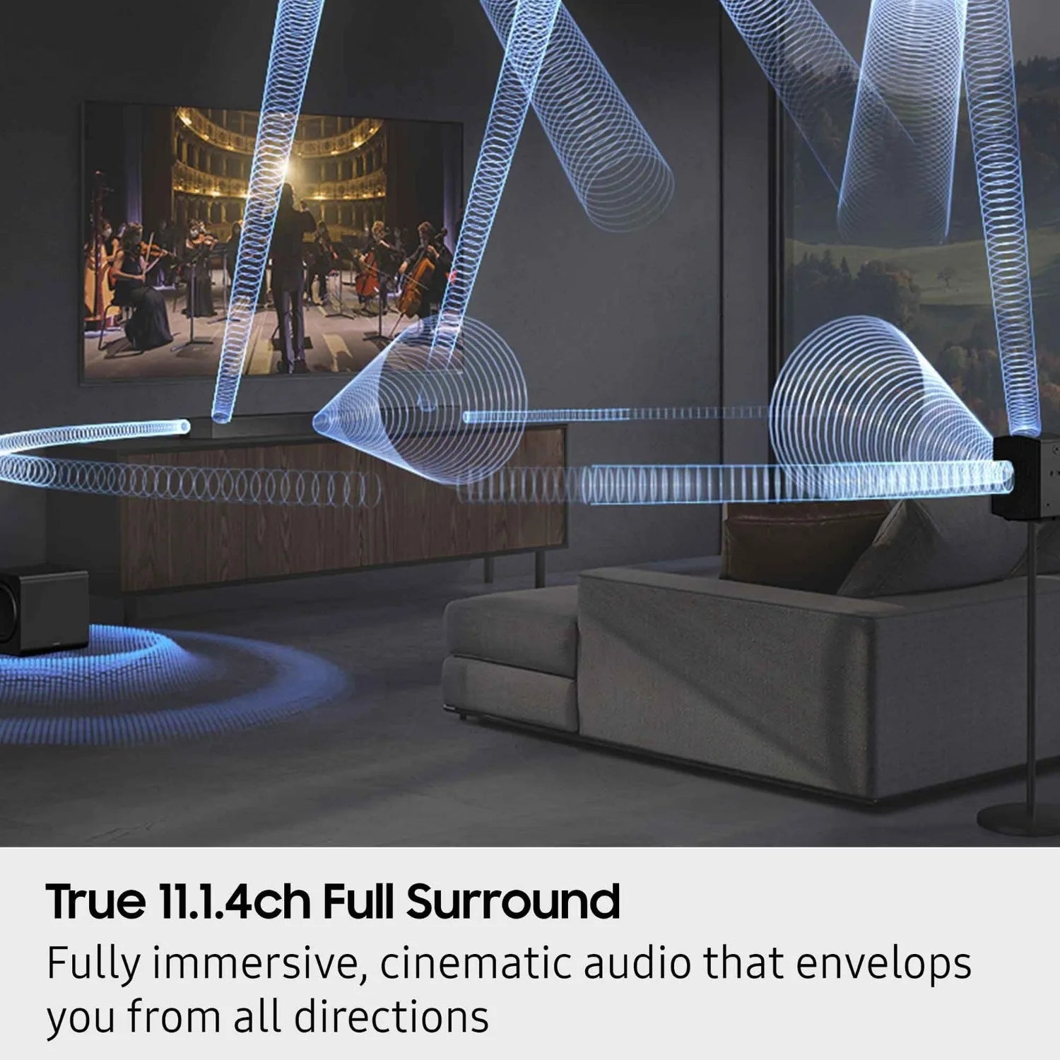 Samsung HW-Q990F 11.1.4Ch Wireless Soundbar System with Dolby Atmos, Subwoofer & Rear Speakers, Q-Symphony, Adaptive Sound, Game Mode Pro