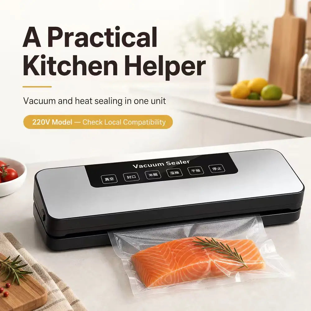 Vacuum Sealer Machine With Purple‑Light Sterilization 6‑in‑1 Automatic Food Sealer Dry & Wet Mode Strong Suction Household Food Preservation Sealing Machine