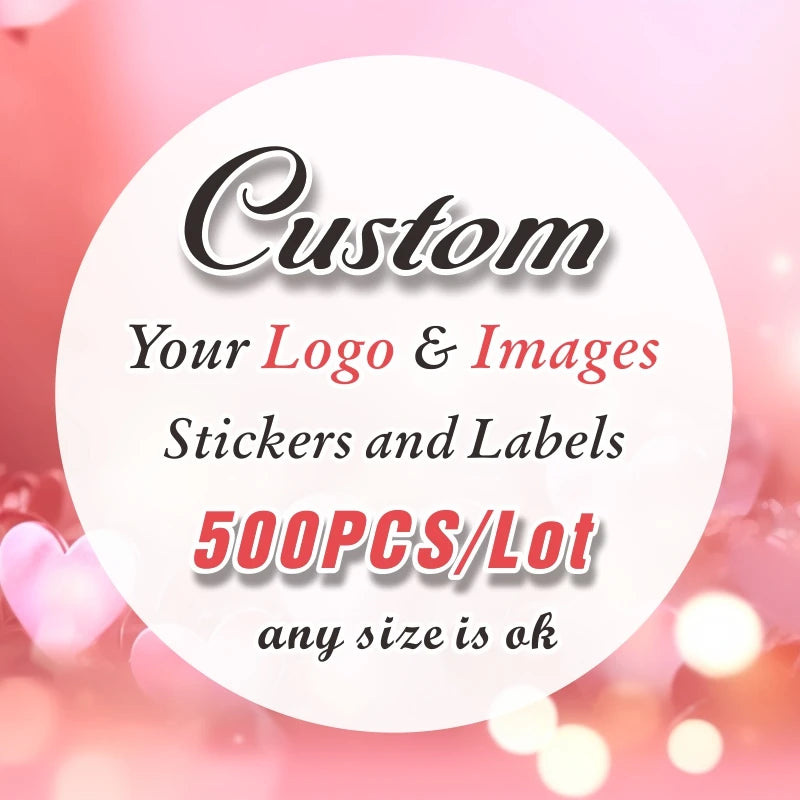 500PCS Custom Stickers and Customized Logo Wedding Birthday Gift Box Stickers Design Your Own Stickers Personalize Stickers