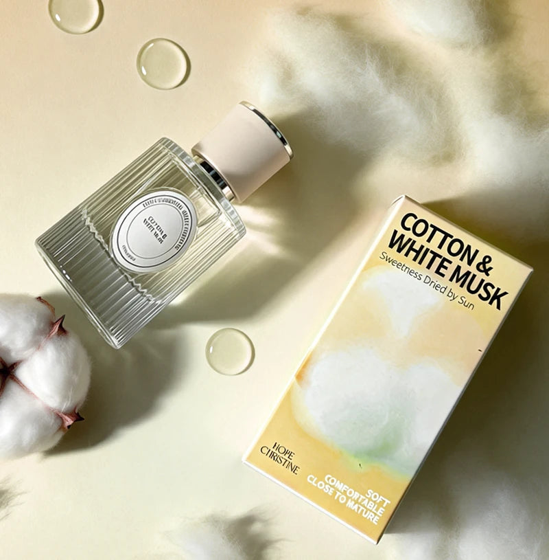 Hope Christine Cotton & White Musk unisex perfume. Ribbed glass bottle, soap-scented, fresh daily EDP fragrance.