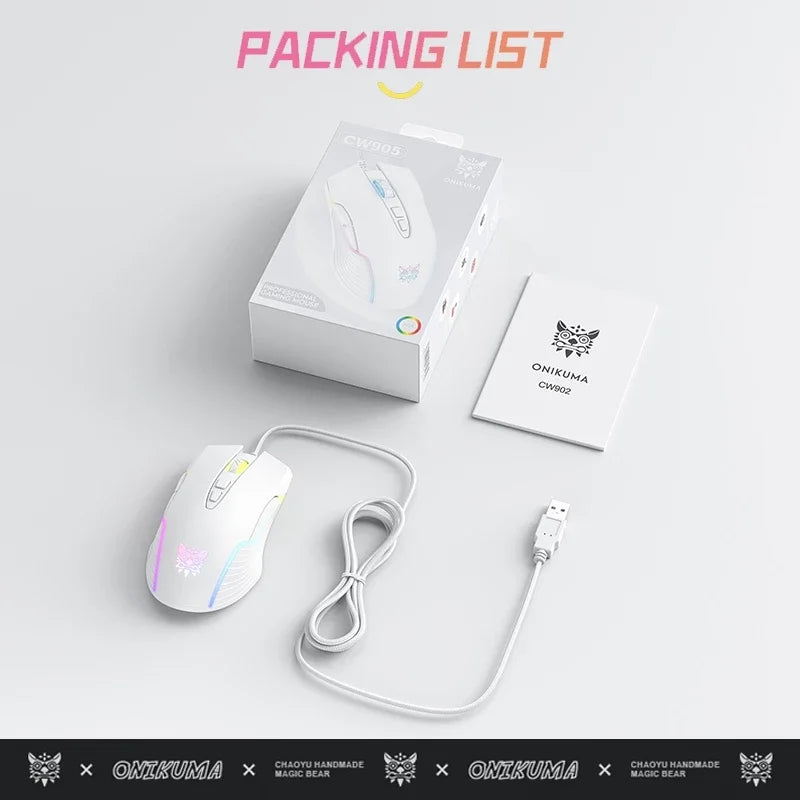 Onikuma Cw905 Wireless 2.4g Mouse Mode Rgb Lighting Mechanical Adjustable Dpi Gaming Mouse