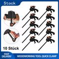 10Pcs One Hand Clamp Set, Quick Release Ratchet Clamp, Reversible Jaw Pad, Locking Screw, No Scratch, for Woodworking DIY, Single Hand Quick Clamp, Ratchet Handle, Quick Release Button, Reversible Pad Structure, for Gluing Ca
