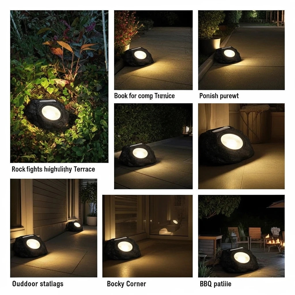 2 Pack Solar Rock Lights Outdoor Garden Landscape Stone Lights Bright White LED Solar Powered Decor