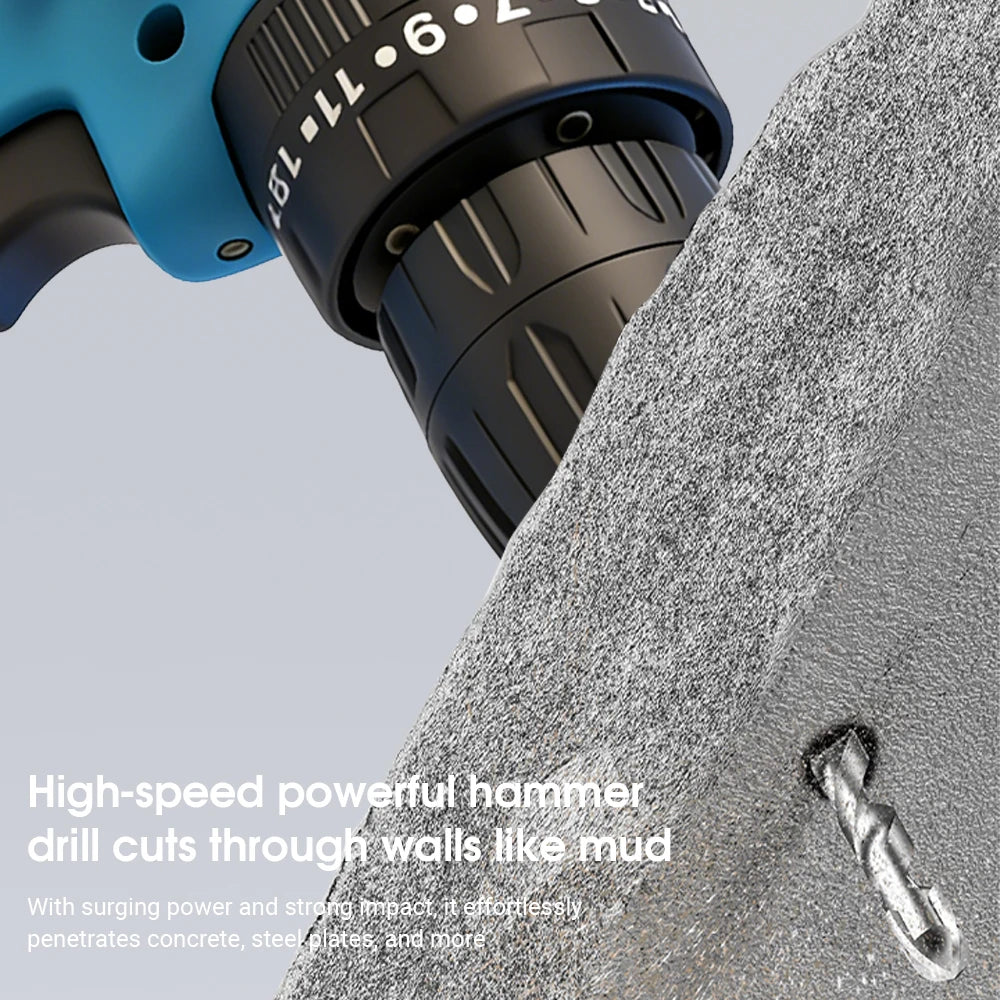Mamidw Cordless Electric Drill 25N.M Max Torque 10mm Chuck Rechargeable Hand Drill for Household Furniture Assembly Wood Metal Drilling For Makita 18v Battery