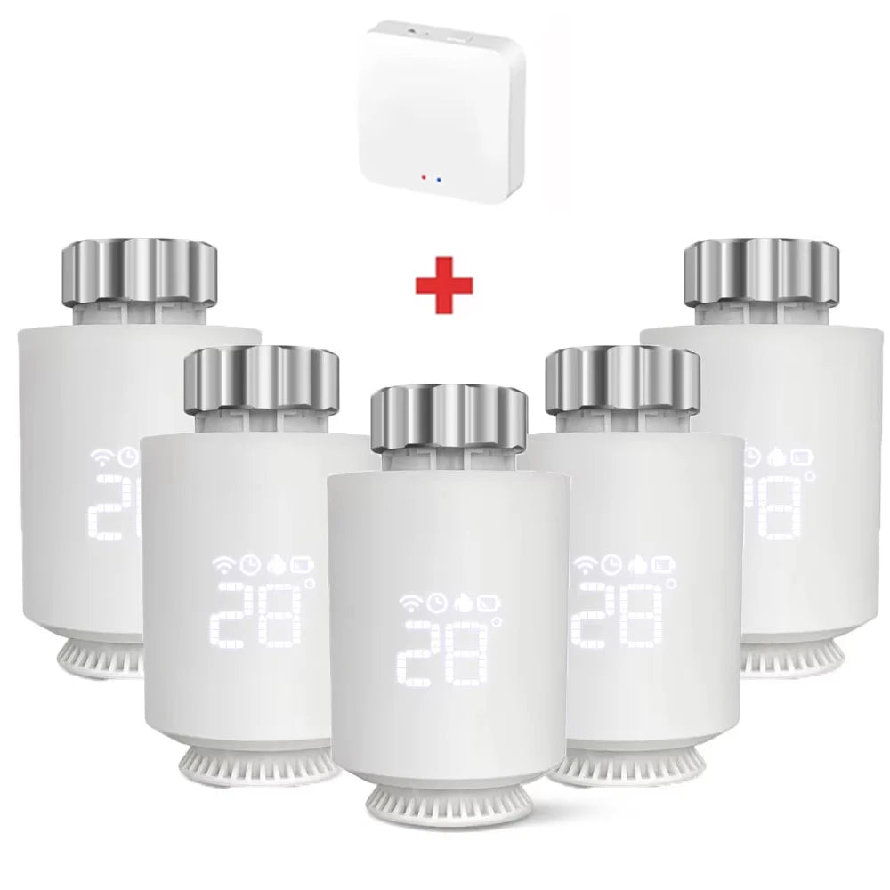 Smart Radiator Thermostat ZigBee Valve Controller for Home Heating 5 PCS with 1 Gateway Tidesmit