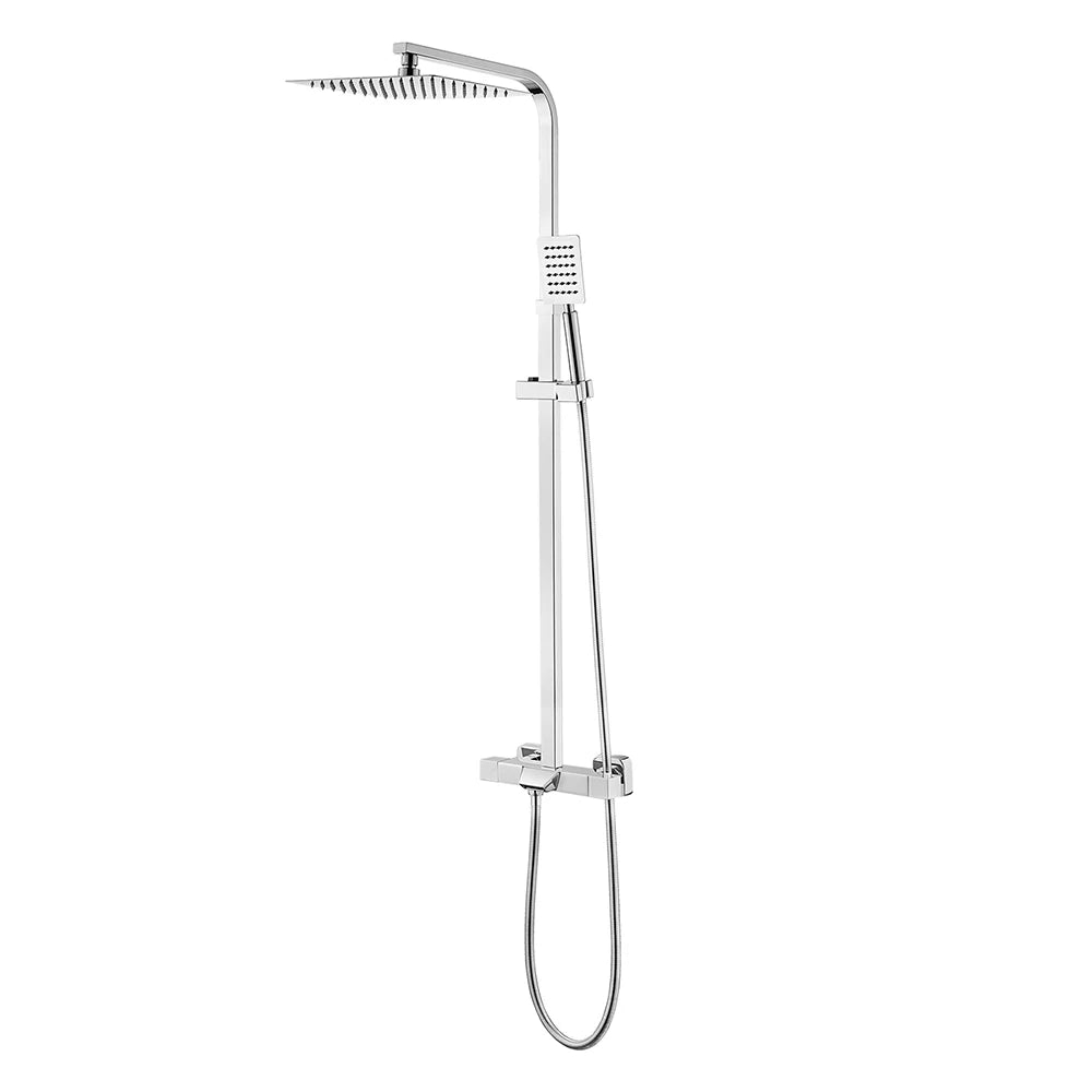 Shower Column with Thermostatic faucet, Wall-mounted Shower System, 30 × 20 cm Rain shower head, suitable for bathtubs