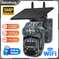 SHIWOJIA Mini PTZ Camouflage Solar Camera 4G WiFi IP65 Wide Angle AI Animal Detection Trail CCTV Security for Hunting Outdoor