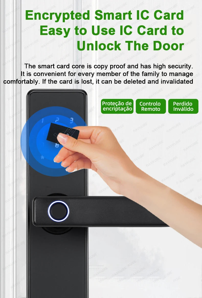 RAYKUBE K20 9-language Biometric Fingerprint Door Lock Electronic Door Lock with  Tuya APP/IC Card/Password/ Key Unlock
