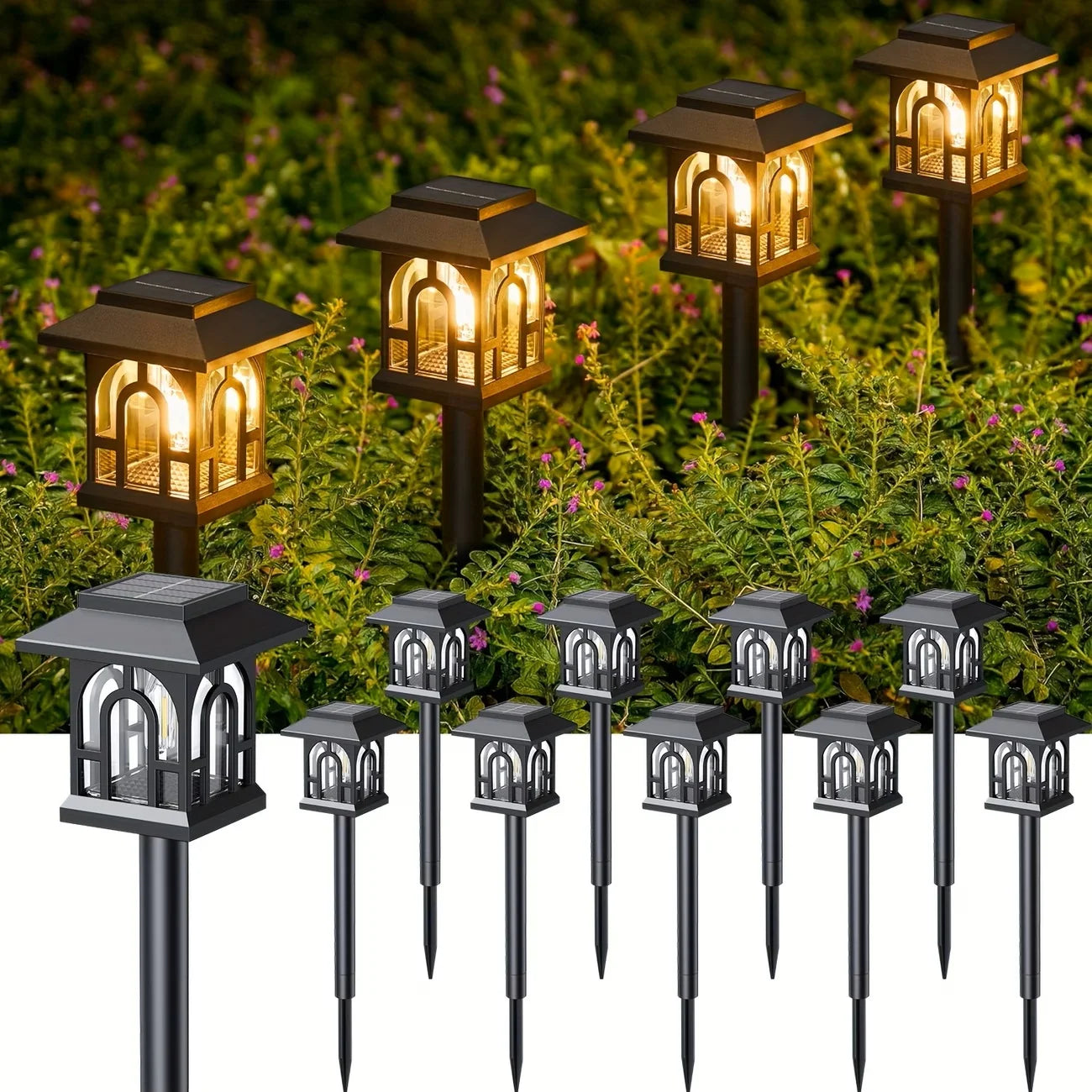 10Pack Solar Pathway Light Outdoor Solar Lamp Waterproof Landscape Lighting for Garden Yard Patio Walkway Driveway Camping Decor