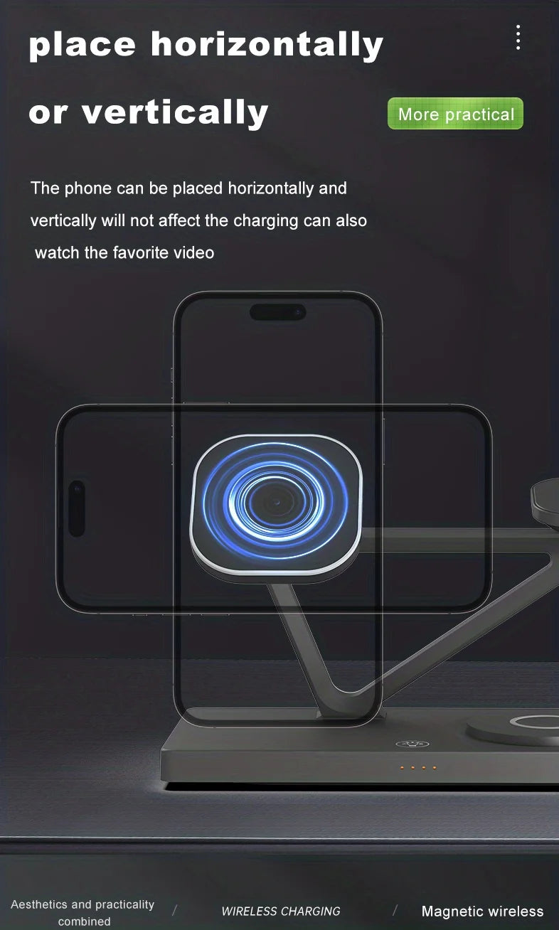 Tidesmit 3-in-1 Wireless Charging Station | Qi Certified Fast Charger Tidesmit