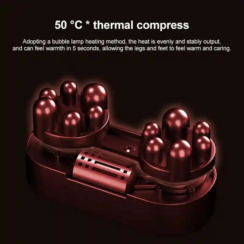 Dark red electric shiatsu foot and leg massager with heated massage rollers for deep tissue muscle relief and therapy.