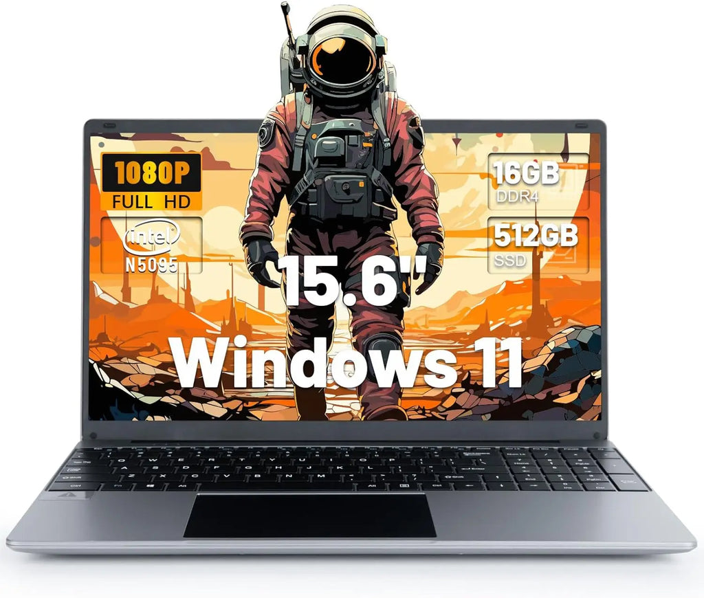 AEEZO 15.6 Inch Laptop Windows 11 Notebook 16G RAM 512GB SSD Quad-Core Intel Celeron N5095 Processors FHD IPS 1920x1080 Display