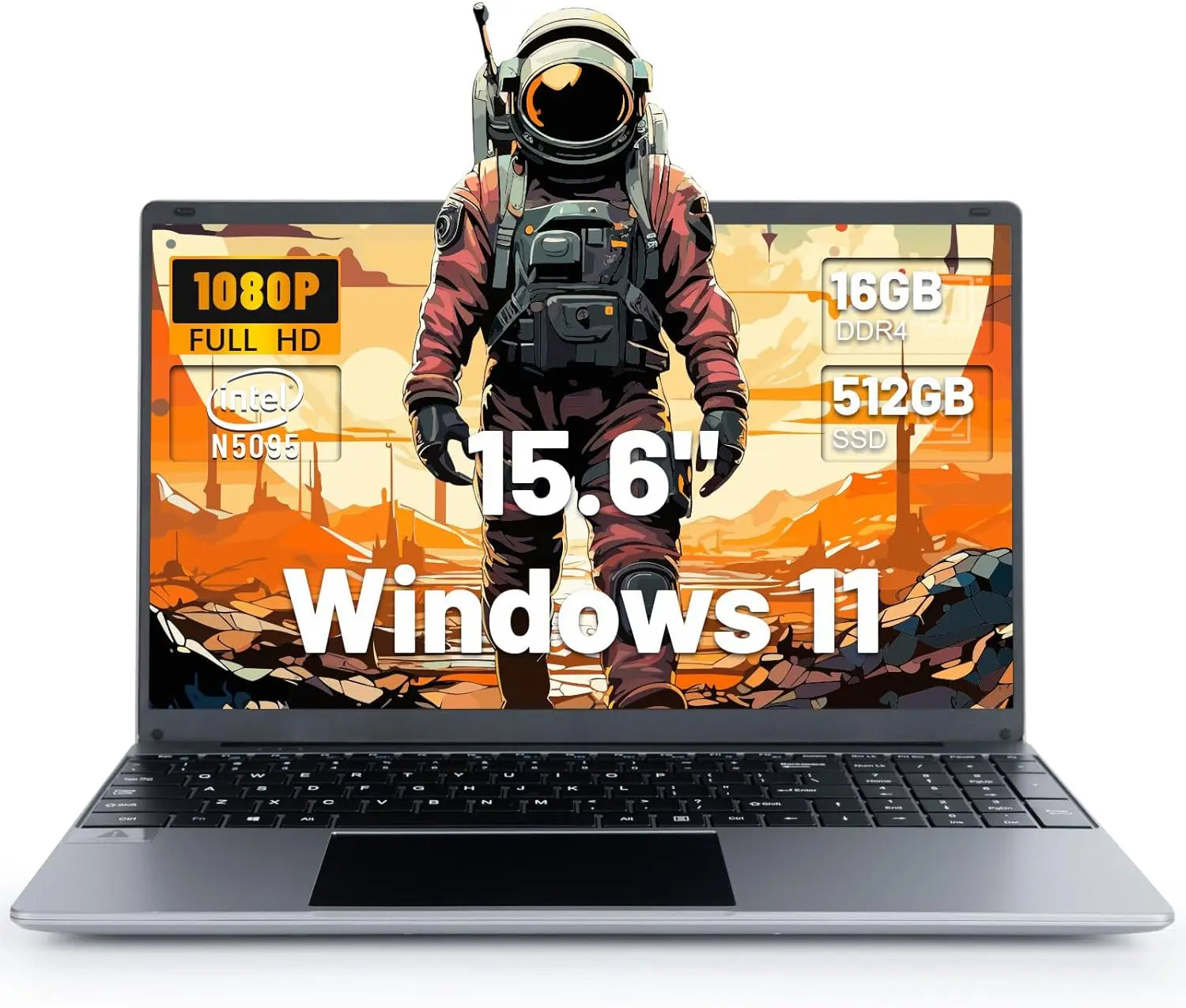 AEEZO 15.6 Inch Laptop Windows 11 Notebook 16G RAM 512GB SSD Quad-Core Intel Celeron N5095 Processors FHD IPS 1920x1080 Display