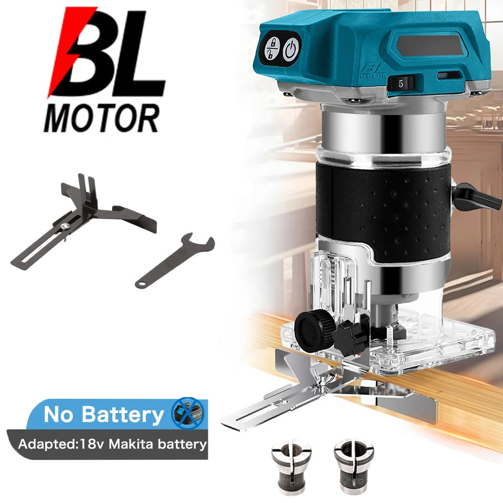 Brushless Wood Router Wood Trimmer Machine Electric Hand Trimmer Carpentry Tool Woodworking Trimming for Makita 18V Battery