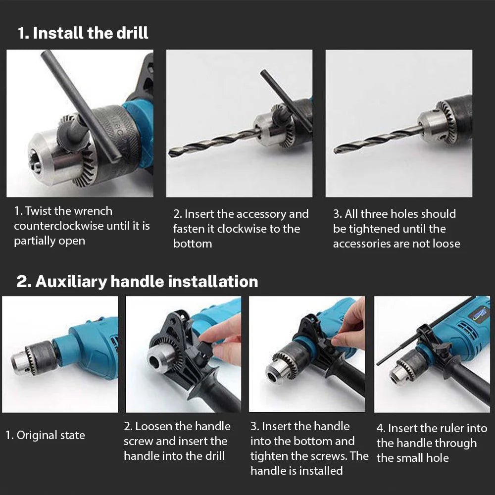 1500W 220V Electric Drill Impact Drill Multi-Functional Household Tool for Cutting Wood, Metal, and Stone, as well as Drilling Wall Holes