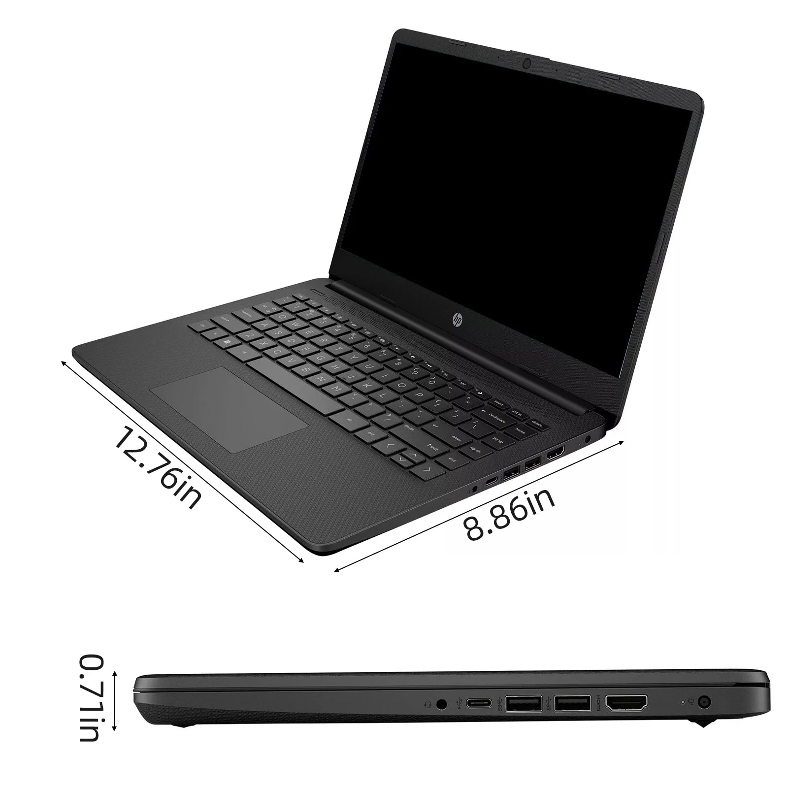 HP 14" Business Laptop,Intel Celeron N4120,4GB RAM,128GB eMMC,1 Year Office 365,Windows 11 Home, Black