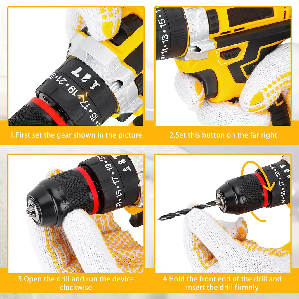 25+3 Torque Electric Impact Drill Set 120 Pcs Multipurpose Cordless Electric Screwdriver Power Tool For 21V Battery Pin