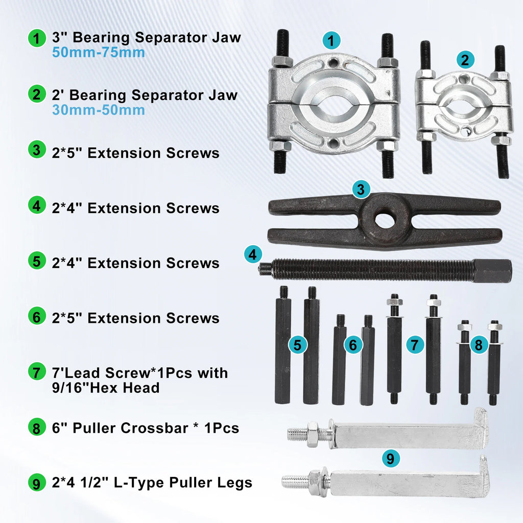 14 PCs beaying Puller Set Guillotine Puller Bearing Puller Pulley with claw interior outdoor 3 claw Pullers Internal Bearings, tooth Removal Car