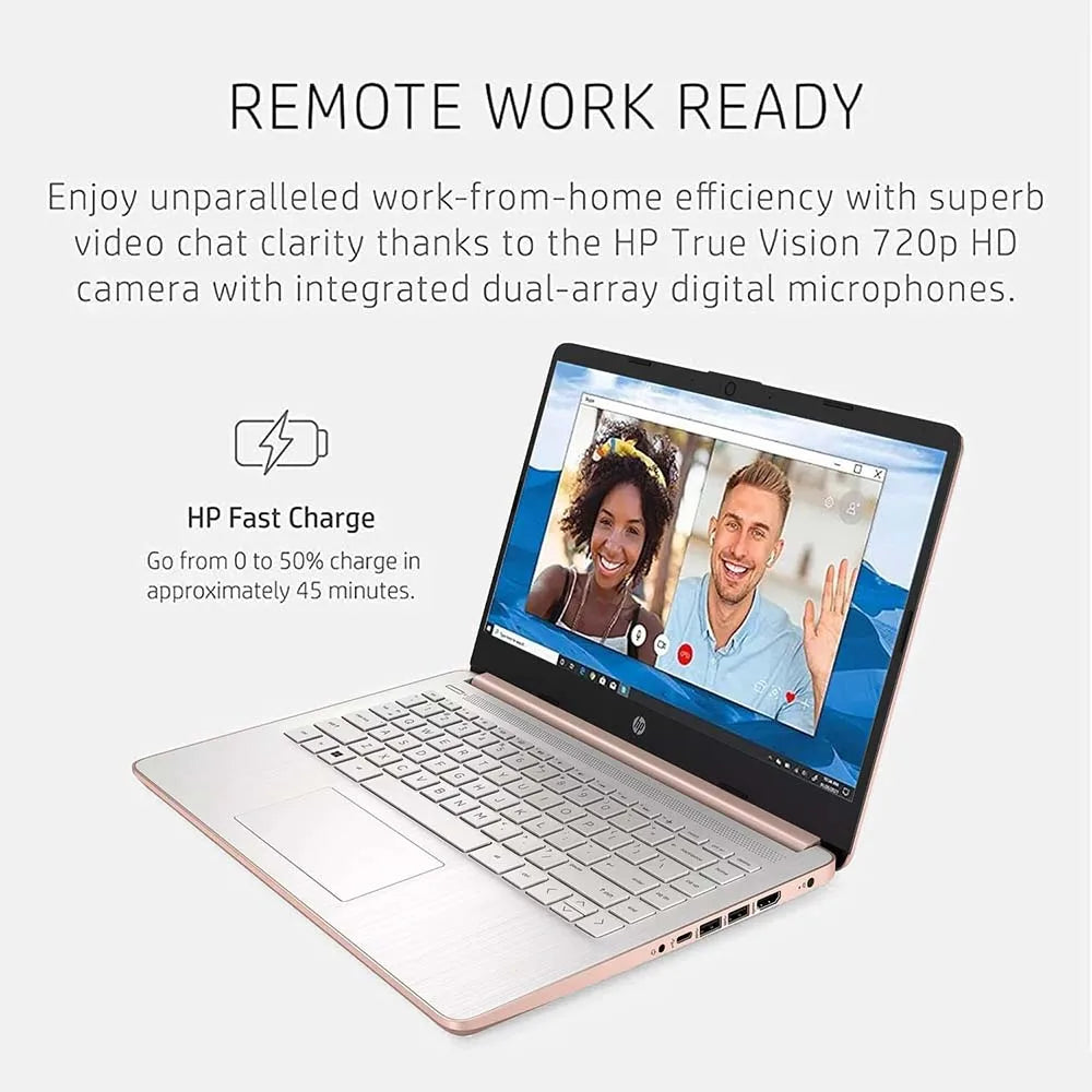 HP 14Inch Slim Business Laptop,Intel Celeron N4120,16GB RAM,384GB Storage(128GB eMMC+256GB Micro SD),1-Year Office 365,Rose Gold