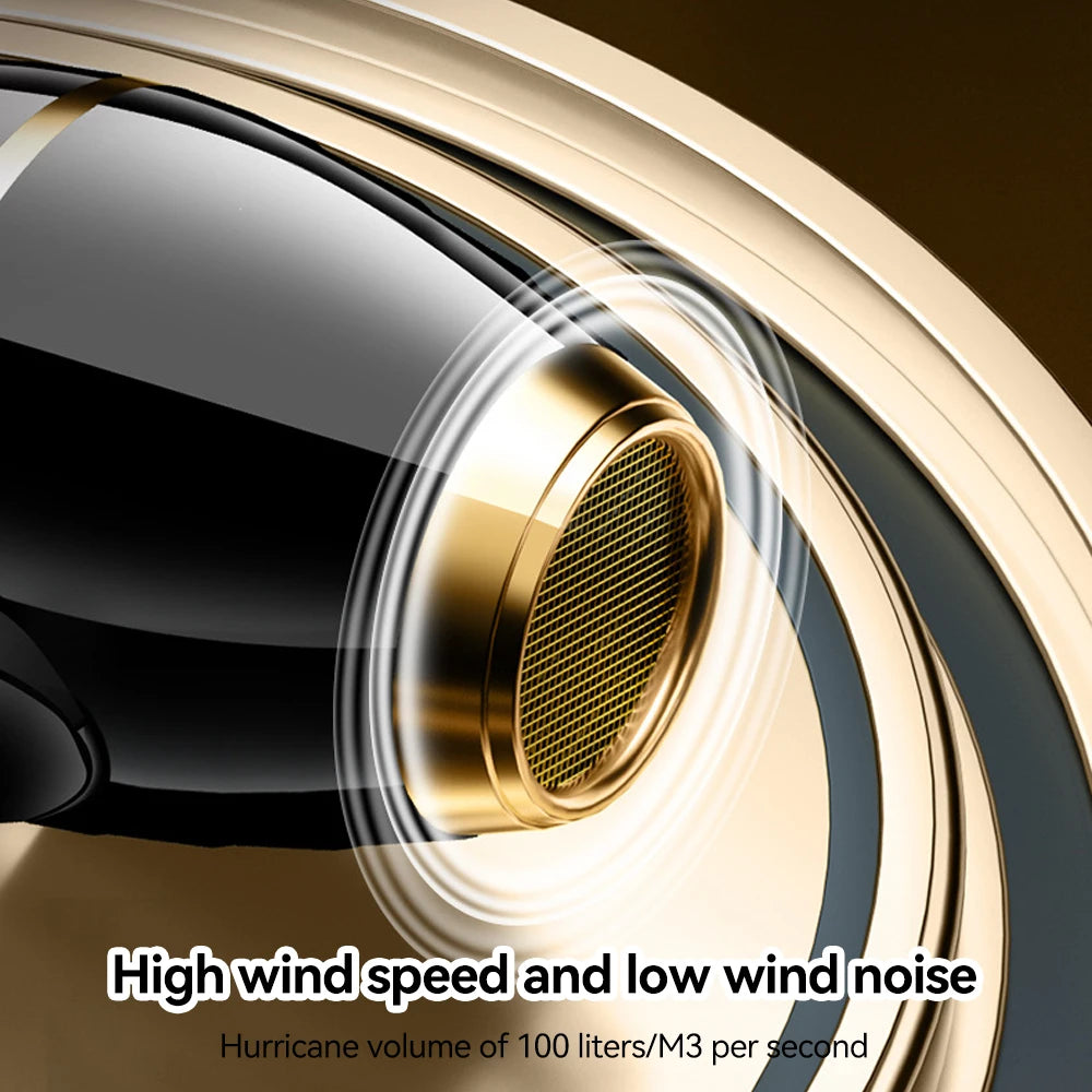 Black and gold 1800W professional hair dryer with powerful airflow nozzle for fast, quiet salon-quality drying.