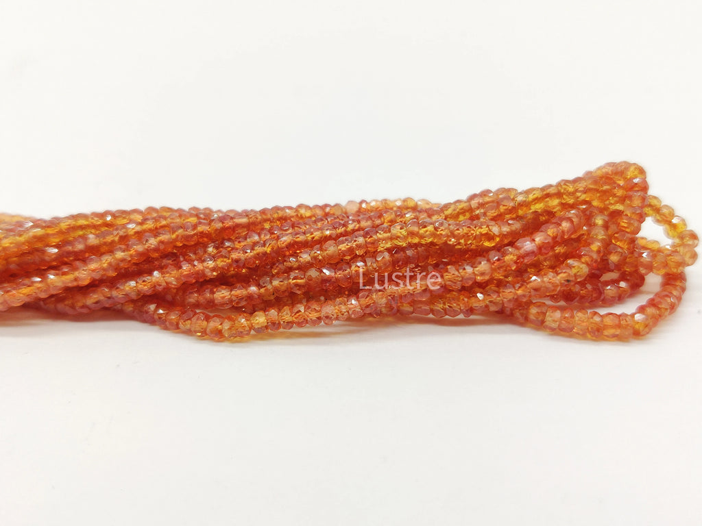 18 Inch Long Strand 100% Natural Orange Sapphire Faceted Rondelle Stone Beads AAA+ Third Party Certified Rare Padparadscha