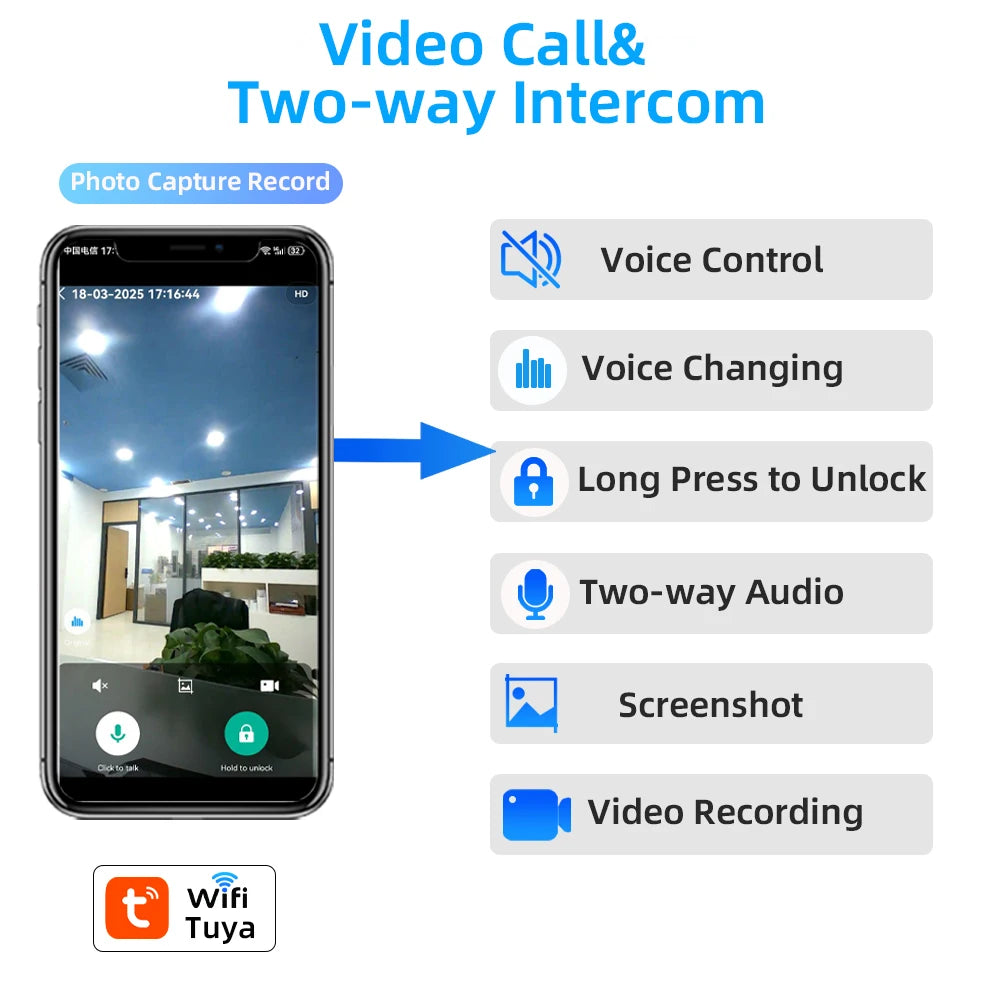 RAYKUBE 21-language Voice Tuya WiFi Camera Palm Vein Smart Fingerprint Lock Face Recognition Digital Lock With Video Call P85
