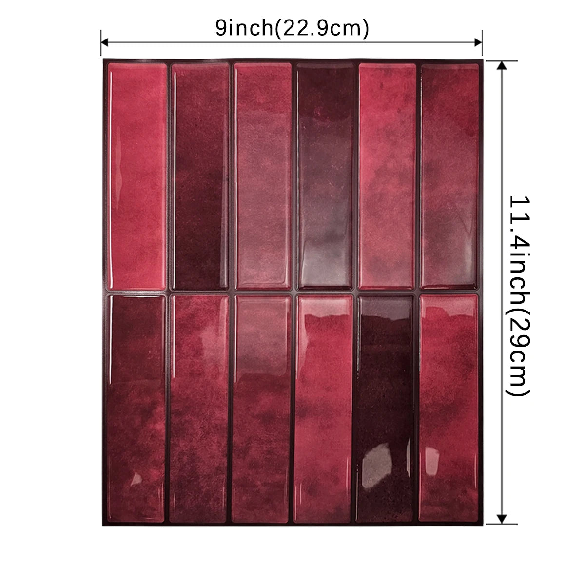 1/5/10/30 PC Burgundy 3D Peel and Stick Backsplash 11.4" x 9" Self Adhesive Tile for Kitchen Bathroom Wall Tiles DIY Wall Decor