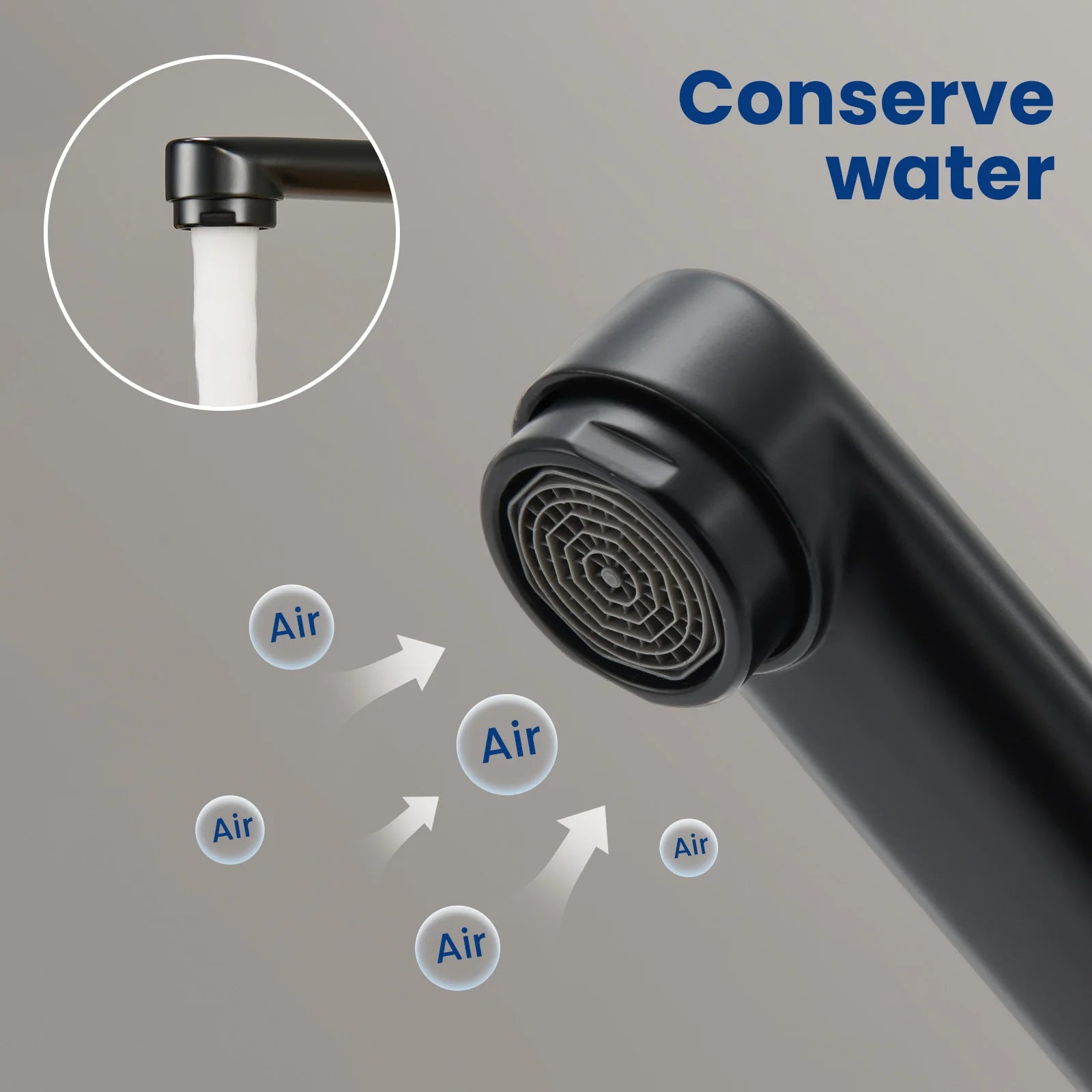 Kitchen Tap Black, Wall Mounted Kitchen Faucet 360 Swivel, Water Saving Hot Cold Mixer 304 Stainless Steel, Single Handle with Aerator, Sink Mixer Tap for Home Modern Design Replacement