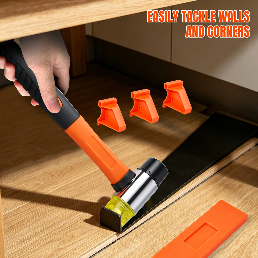 Multi-Piece Composite Floor Installation Kit, Hardwood Flooring Accessories Tool Set, Includes Floor Padding, Drill Blocks, Pull Rods, Rubber Hammer