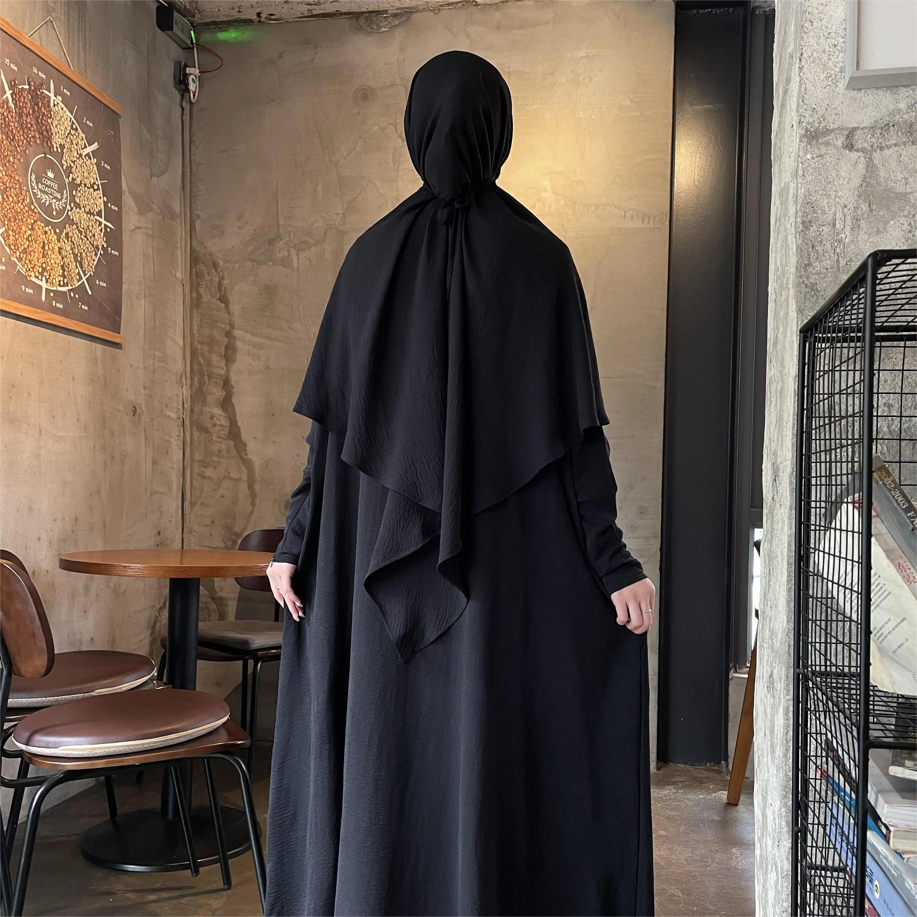 Crepe Khimar Set Boat Neck Two-Piece Abaya Hijab Muslim Maxi Dress hijab headsarf