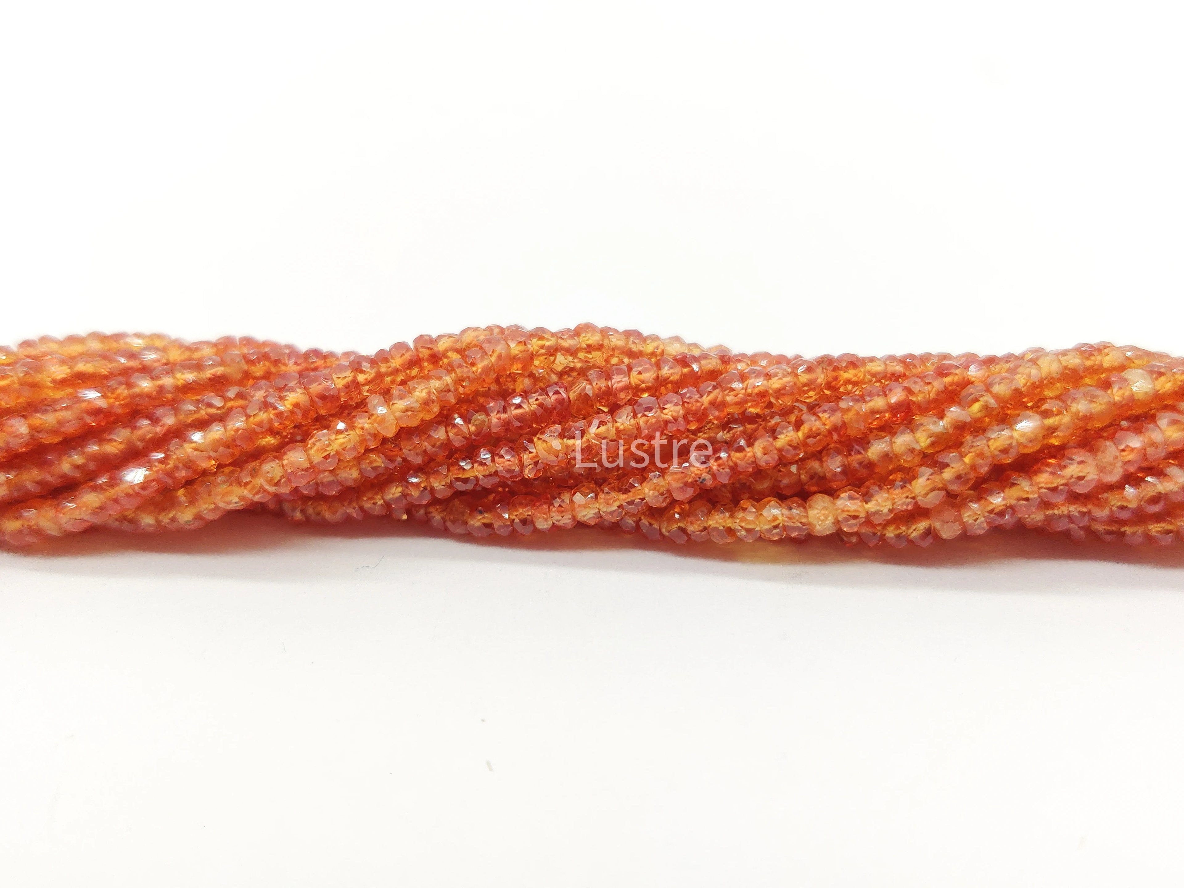 18 Inch Long Strand 100% Natural Orange Sapphire Faceted Rondelle Stone Beads AAA+ Third Party Certified Rare Padparadscha