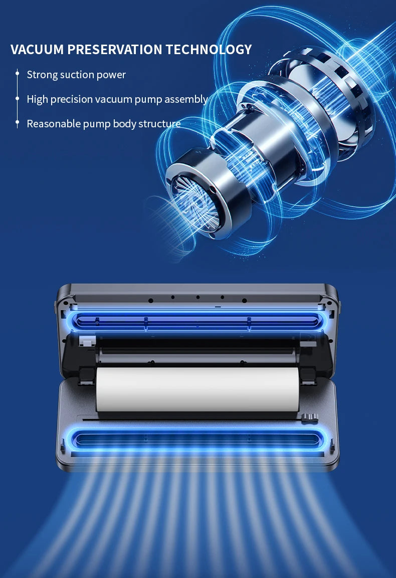 SZUK Electric Food Vacuum Sealer Dry/Wet Food Packaging Seal Built in Cutter Roll Bag Kitchen Food Storage Seal Vacuum Packaging