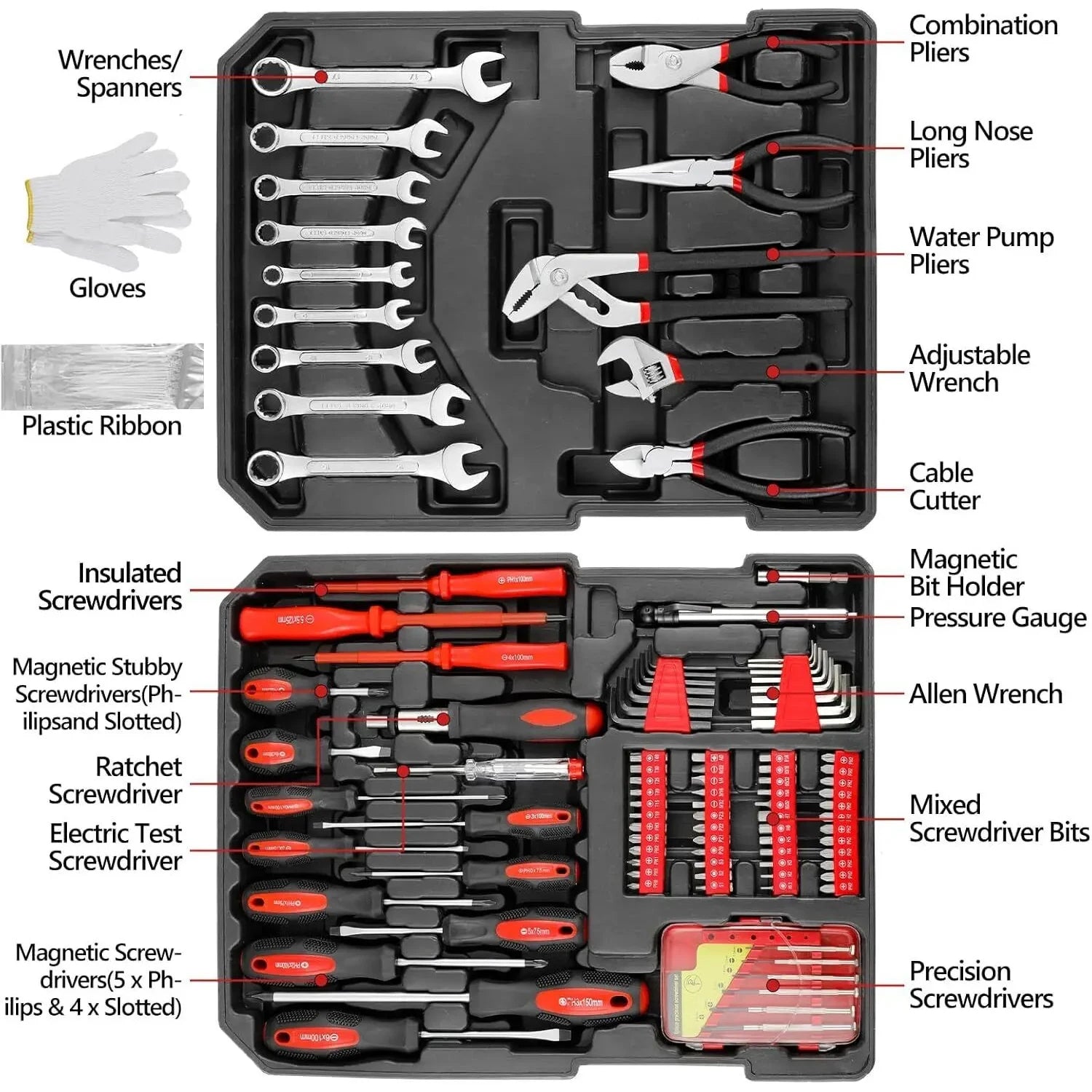799pcs Mechanic Tool Set Home Repair Tool kit Wrenches Socket with Trolley Case Hand Tools for Daily Use Househould Work Repair