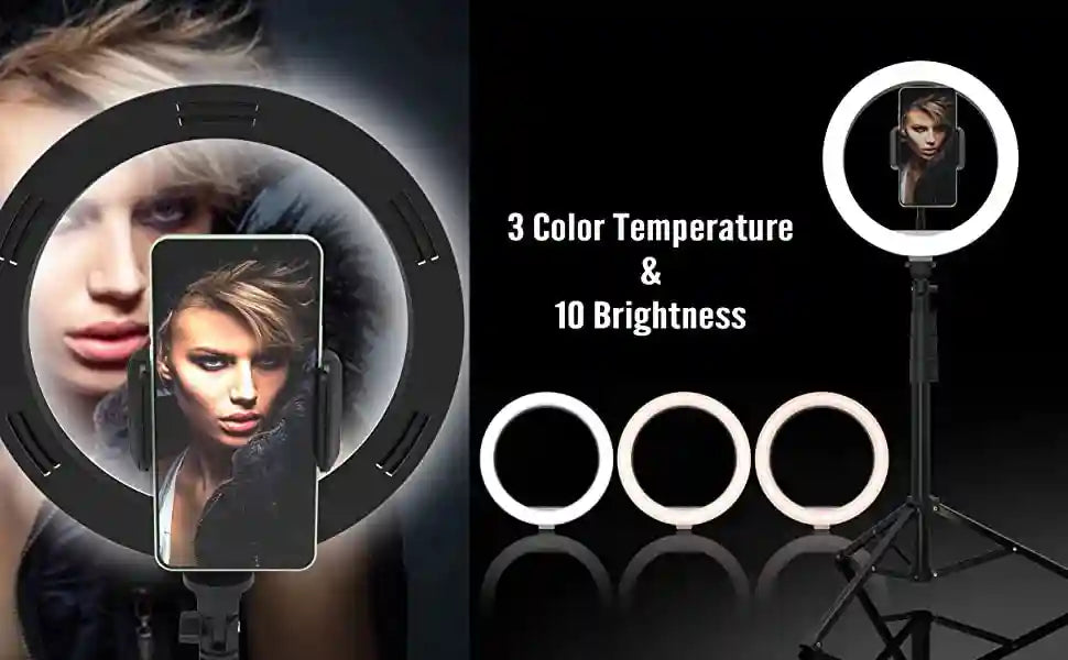 10 Inch LED Ring Light With 63 Inch Tripod Stand for Content Creators Tidesmit
