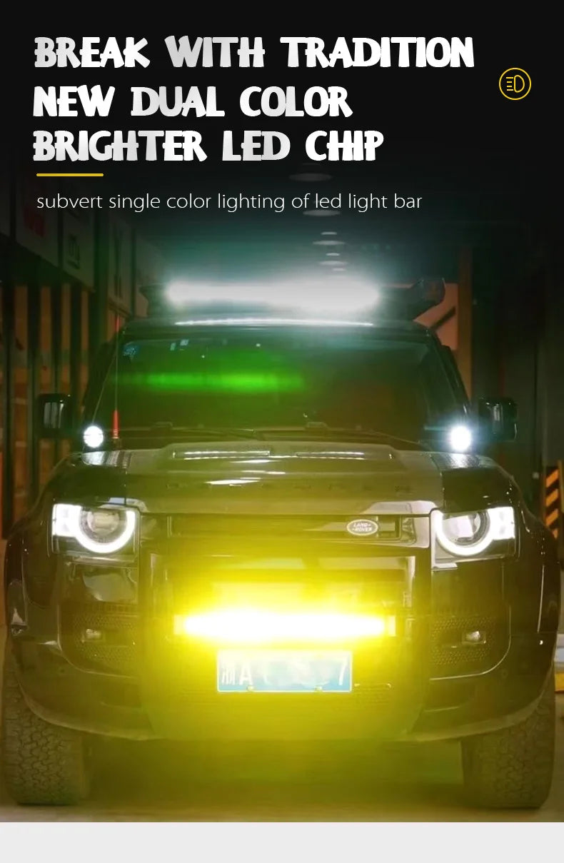 Ultra-thin Floodlight Bar Yellow White Dual Light Off Road Truck Tractor Accessories Led Light Bar Car Lighting System
