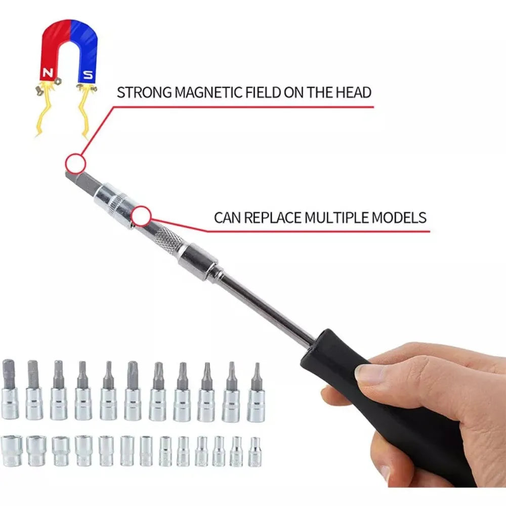 Magnetic 46-Piece Tool Set with Carrying Case, Portable and Practical Automotive Tool Kit, Including Ratchet Wrenches and Socket Wrenches in Various Sizes