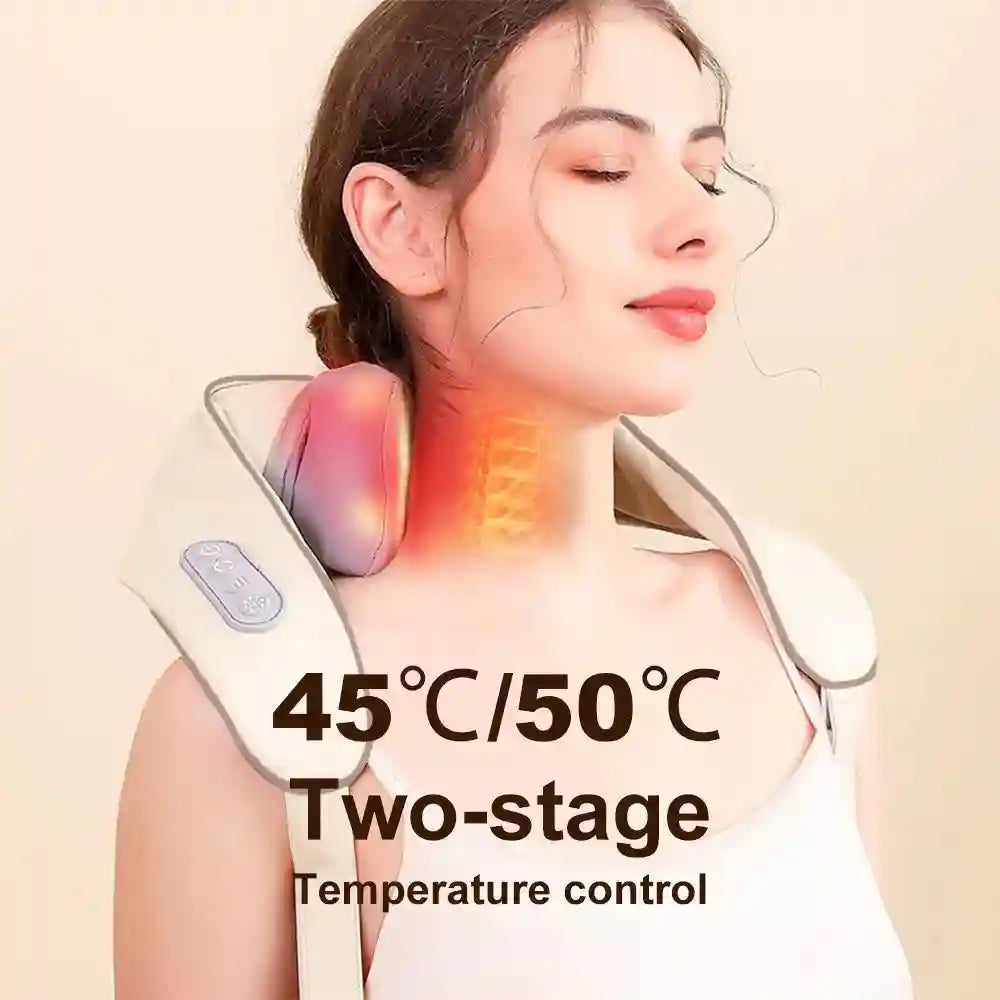 Wireless Electric Neck Massager - 3D Shiatsu Kneading with Heat Massage Roller Tidesmit