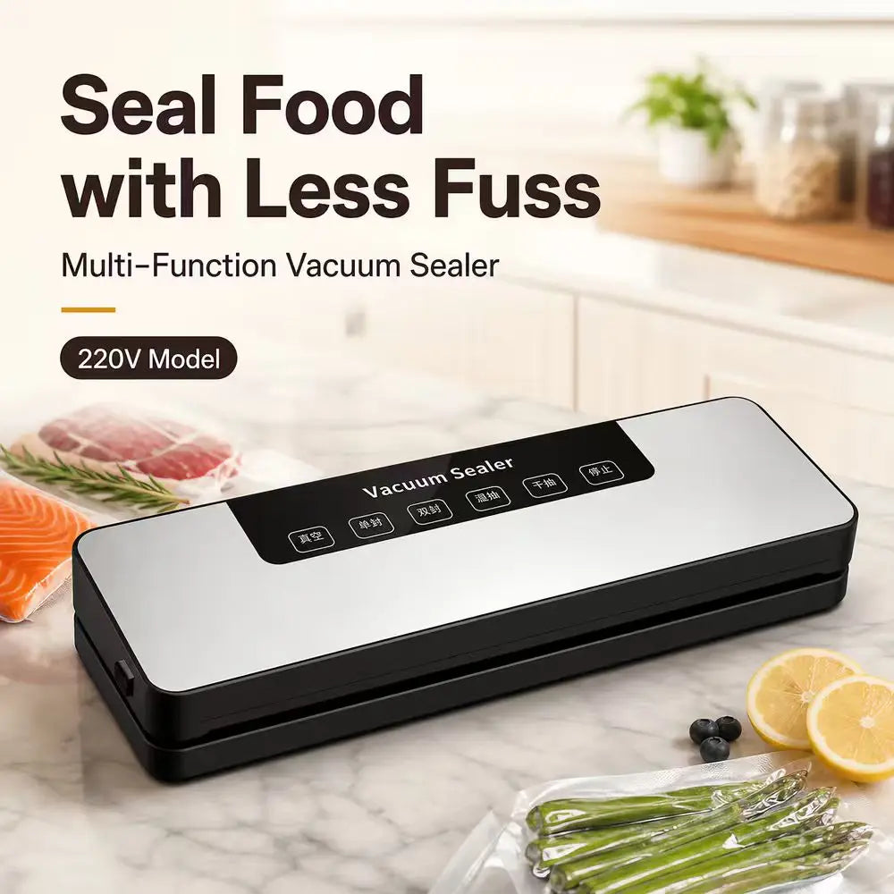 Vacuum Sealer Machine With Purple‑Light Sterilization 6‑in‑1 Automatic Food Sealer Dry & Wet Mode Strong Suction Household Food Preservation Sealing Machine