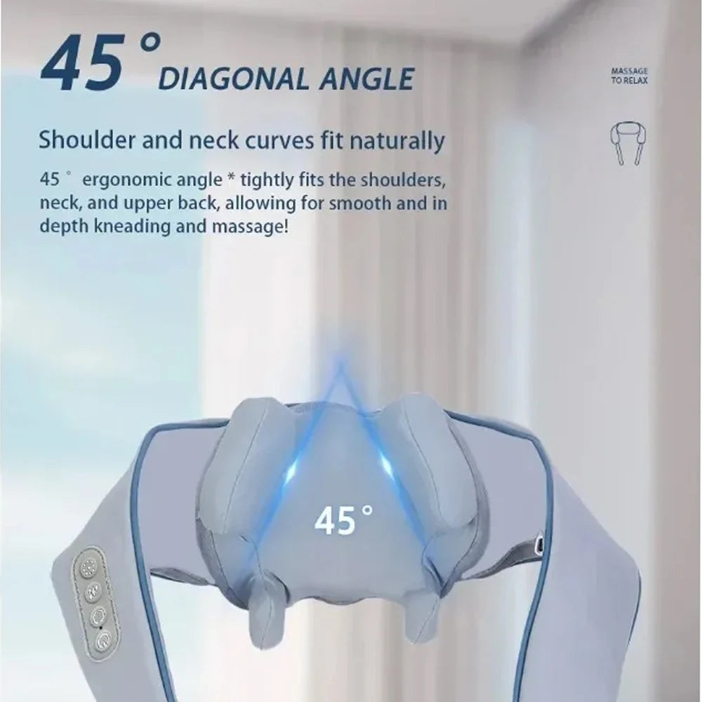 Shiatsu Neck and Shoulder Massager - Heated Deep Tissue Shawl (Grey) Back Massage Instrument Tidesmit