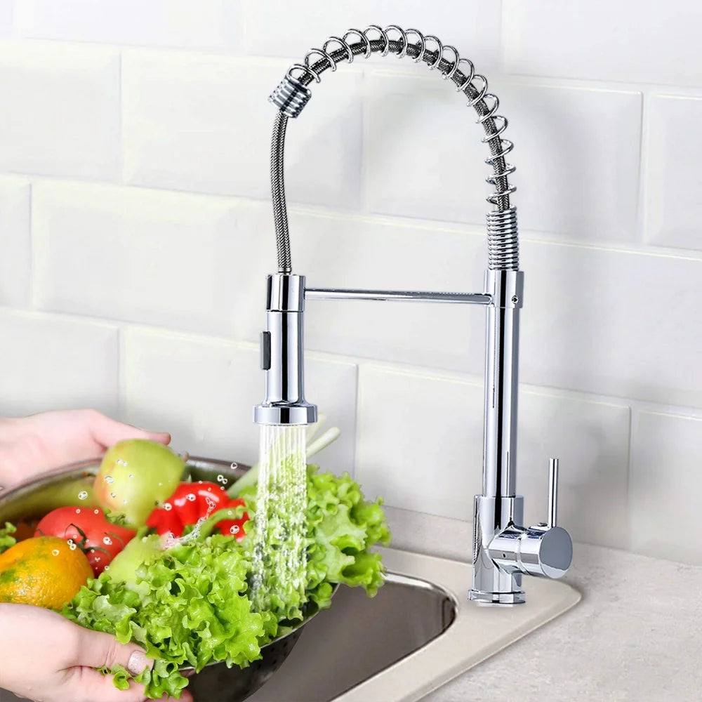 360° Rotation Pull Down Sprayer Faucet Hot & Cold Water Mixer Pull Out Kitchen Tap 2 Function Spray Modes Pull Out Kitchen Faucet For Kitchen Sink / Bathroom Basin