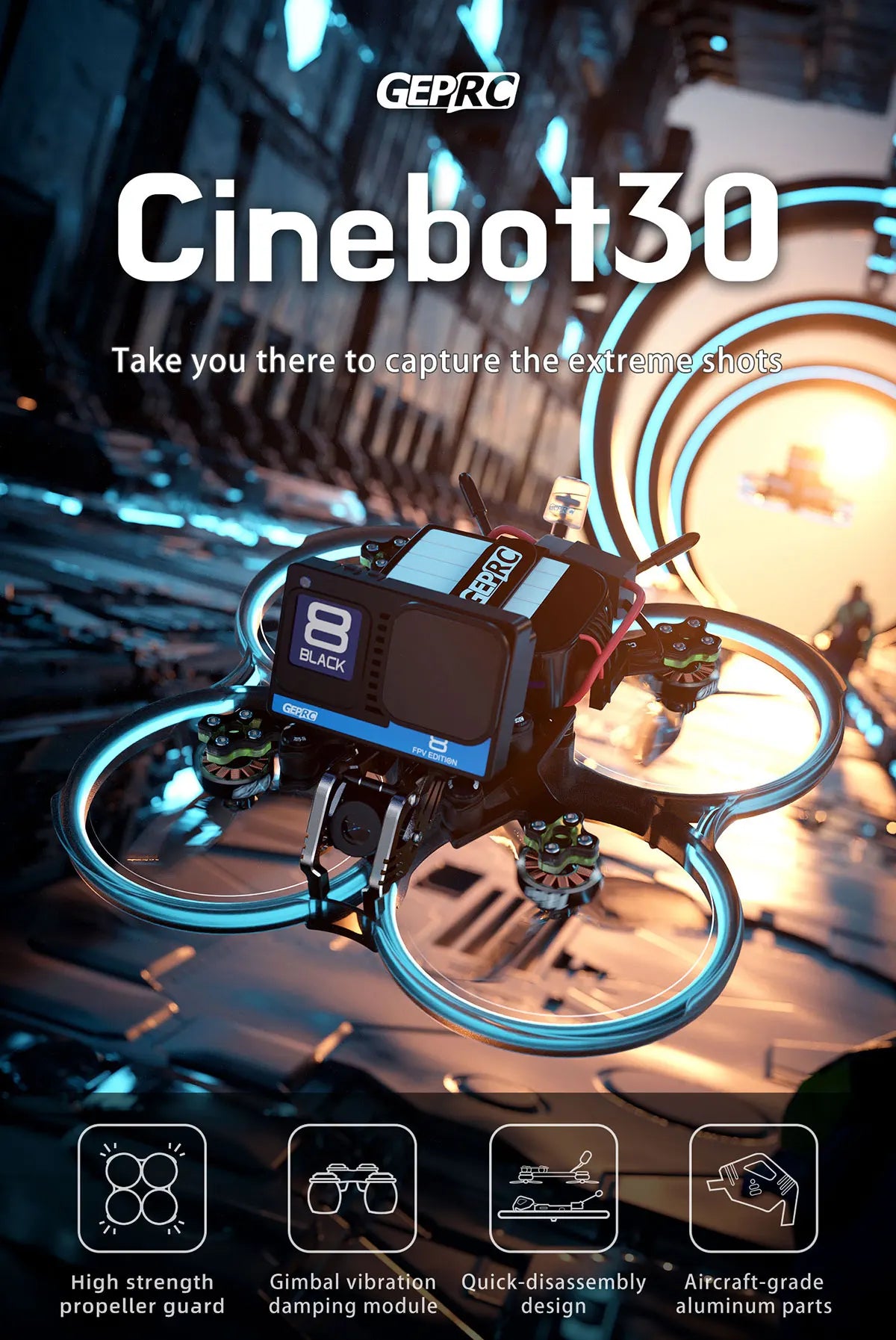 GEPRC Cinebot30 3-Inch FPV Drone 6S HD Vista Nebula Pro System Tidesmit