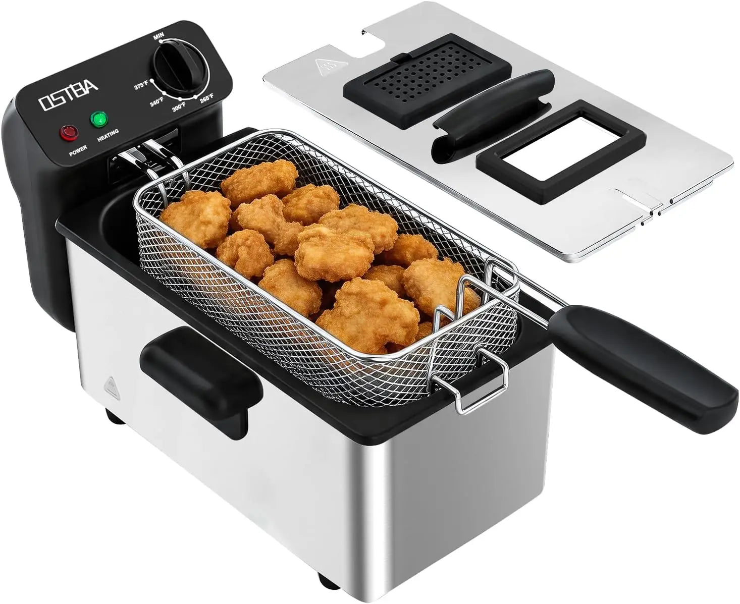 Electric Deep Fryer with Basket, 3.2QT Stainless Steel Countertop