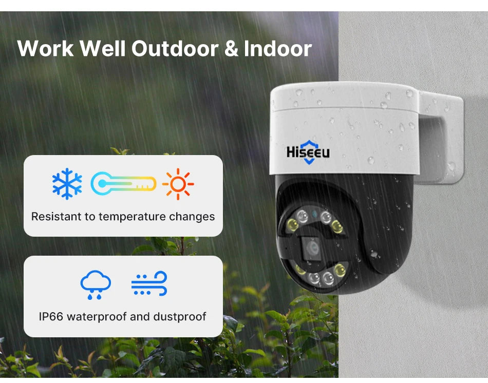 Hiseeu 8MP 4K POE PTZ IP Camera Color Night Vision Face Detection Audio Outdoor H.265 Onvif AI Street Home Security CCTV Camera