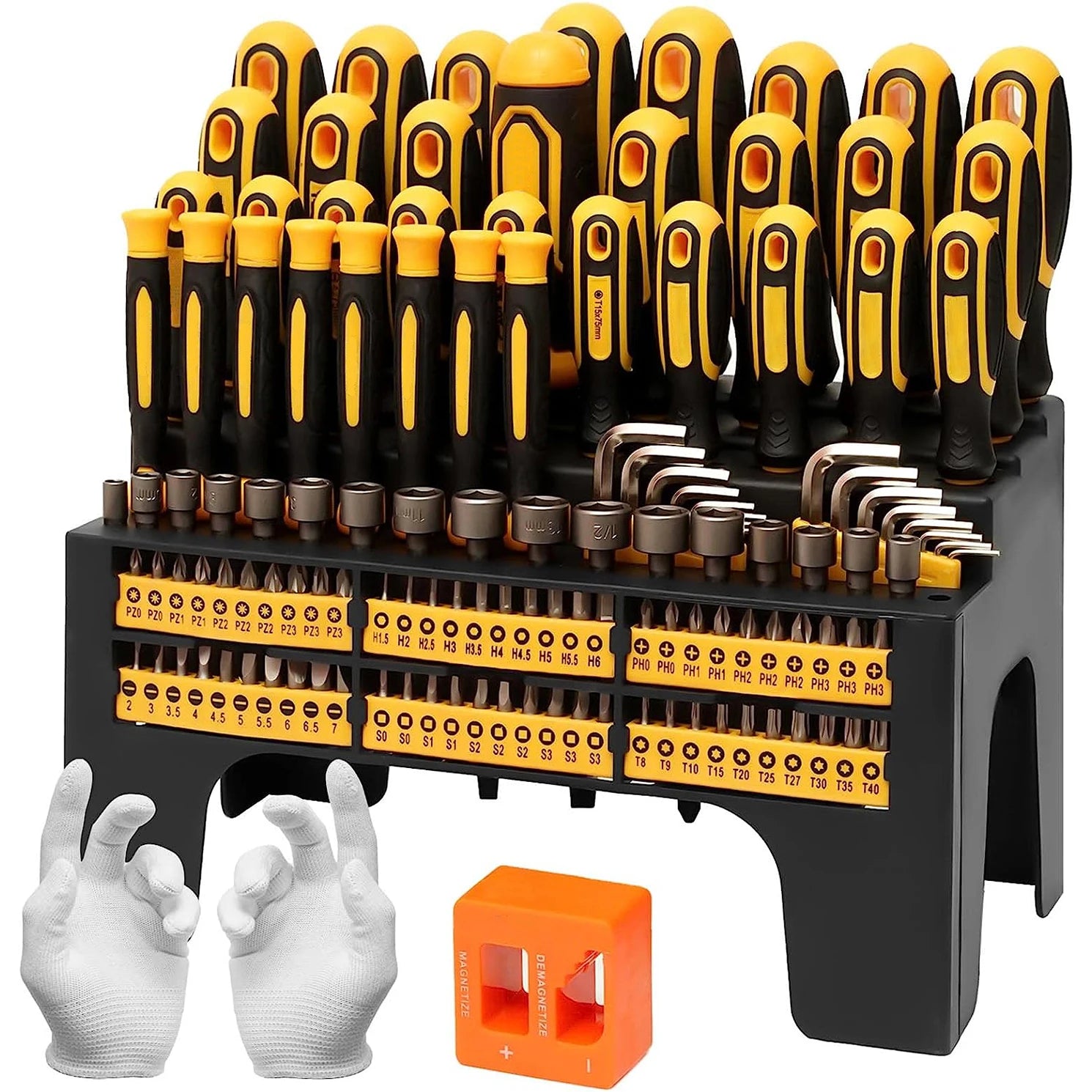117PCs Magnetic Screwdriver Set with Plastic Ranking Includes Precision Screwdriver and Pick Hook Ratchet Driver DIY Tools